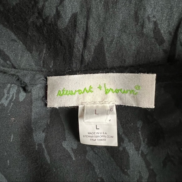 STEWART + BROWN 100% Organic Cotton Black / Grey Blouse L - Picture 5 of 7